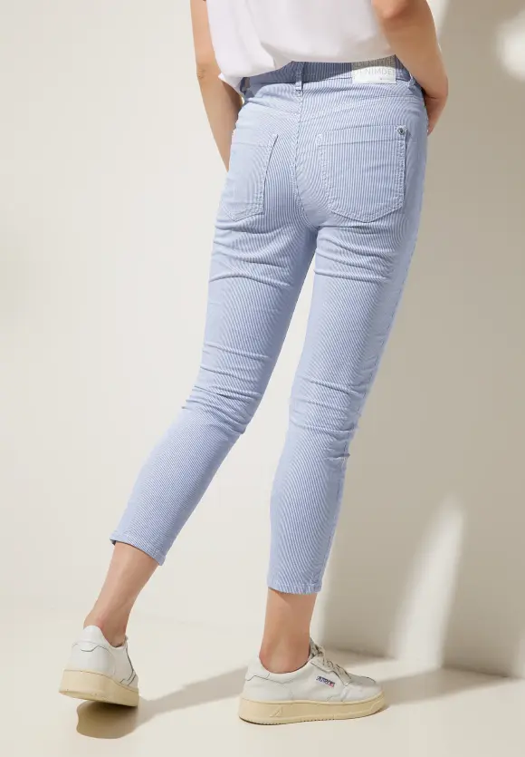 Slim Fit Hose mit Streifen - light blue striped washed