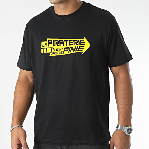Tee Shirt Oversize Large Flèche Noir Jaune