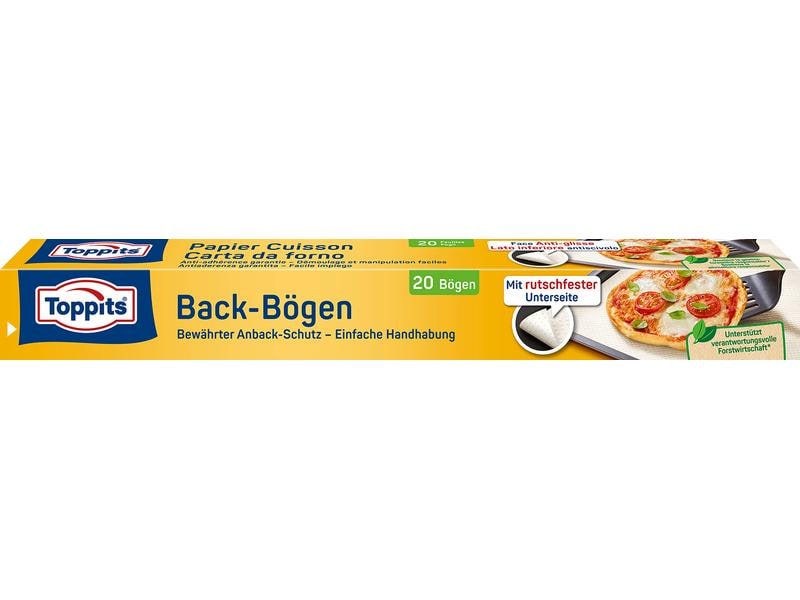 Toppits Backpapier 20 Stück Backpapier mit Antihaft-Silikonbeschichtung