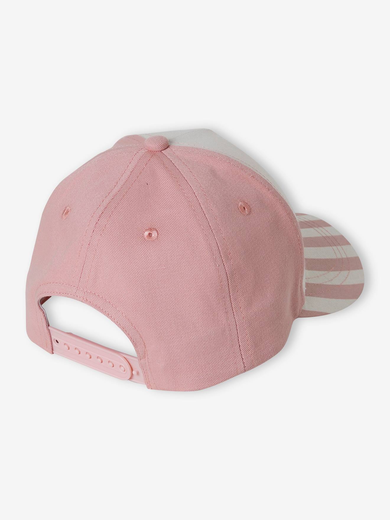 Boné unicórnio com aba listrada para meninas, listras rosa