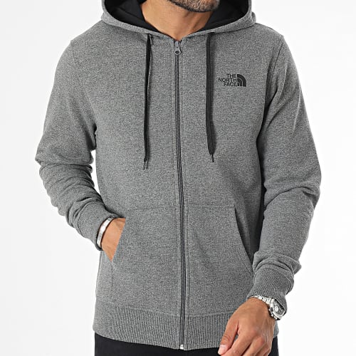 Sweat Capuche Zippé Open Gate Gris Chiné