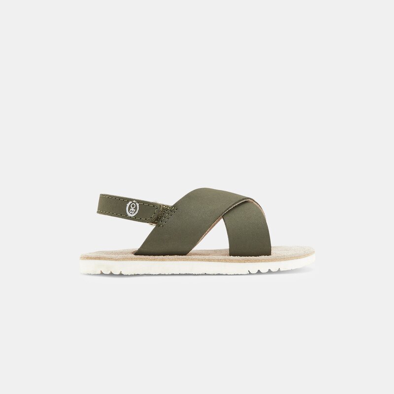 Sandale brides croisées cuir vertes bébé garçon Vert