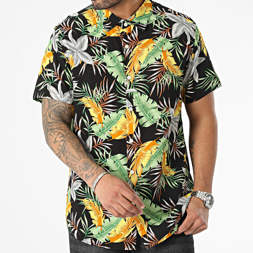 Chemise Manches Courtes Noir Floral