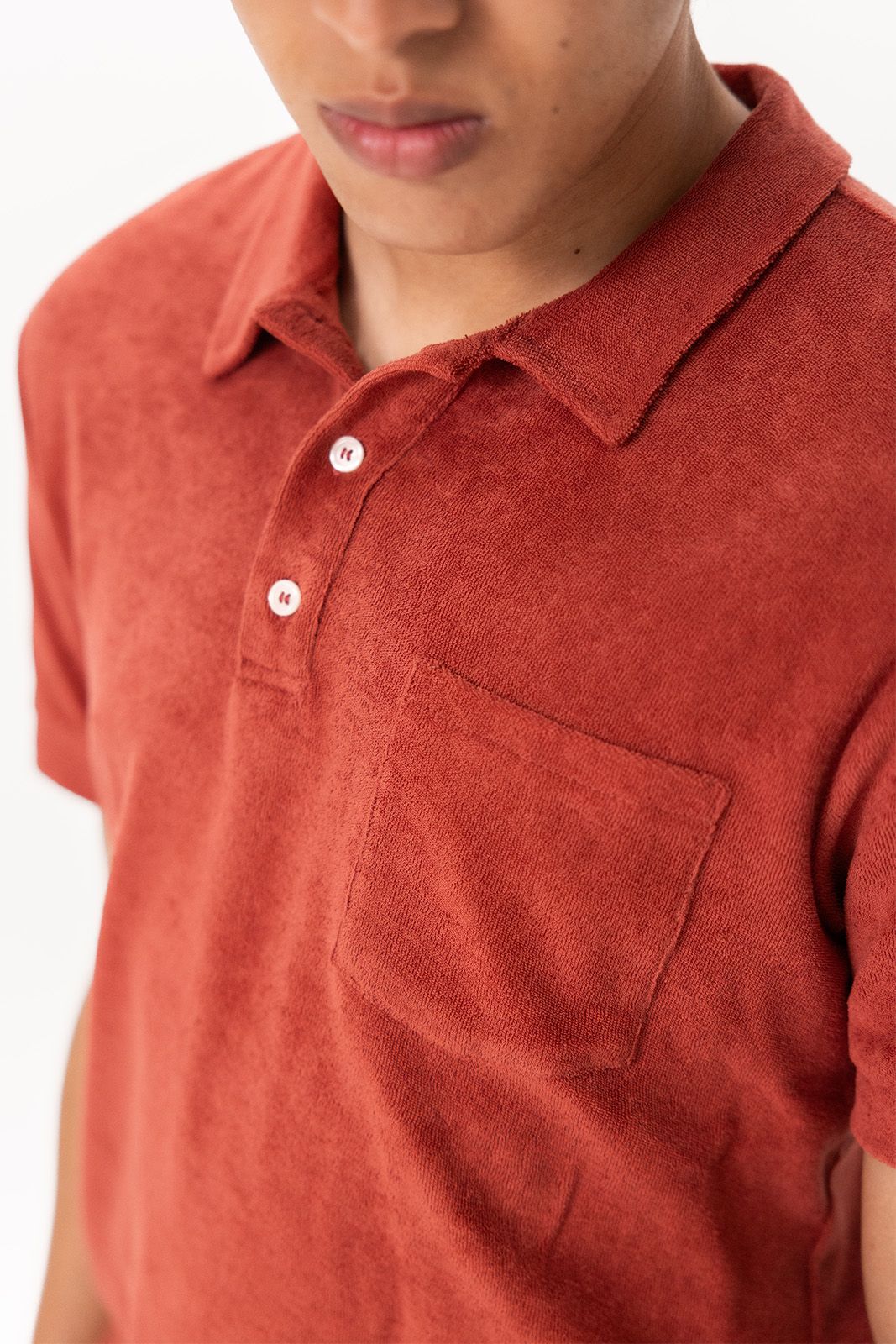 Donkerrode badstof polo