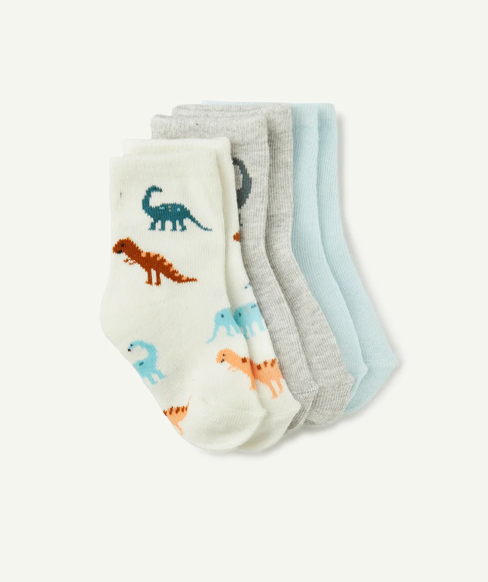 LOT DE 3 CHAUSSETTES HAUTES BÉBÉ GARÇON THÈME DINOSAURES