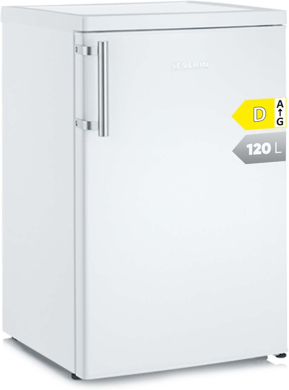 SEVERIN Vollraumkühlschrank, inkl. moderner LED Beleuchtung, 2 x höhenverstellbare Abstellflächen, große Veggiebox, extrem leise - 41 dB, 120 L Nutzinhalt, weiß, VKS 8808