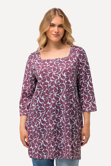 Shirt, Paisleymuster, Carree-Ausschnitt, 3/4-Arm