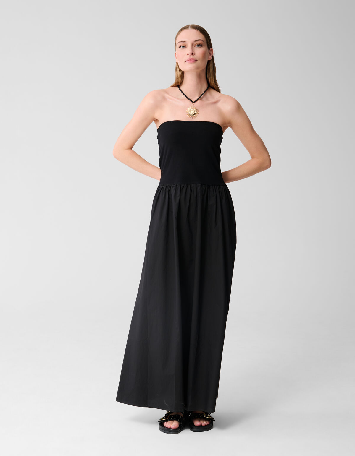 Strapless Maxi Jurk Zwart