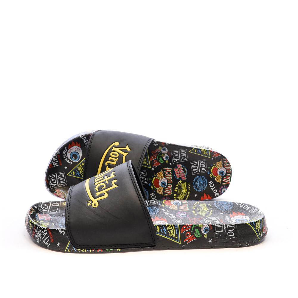 Von Dutch Claquettes Noires/Jaunes Femme Von Dutch 910790