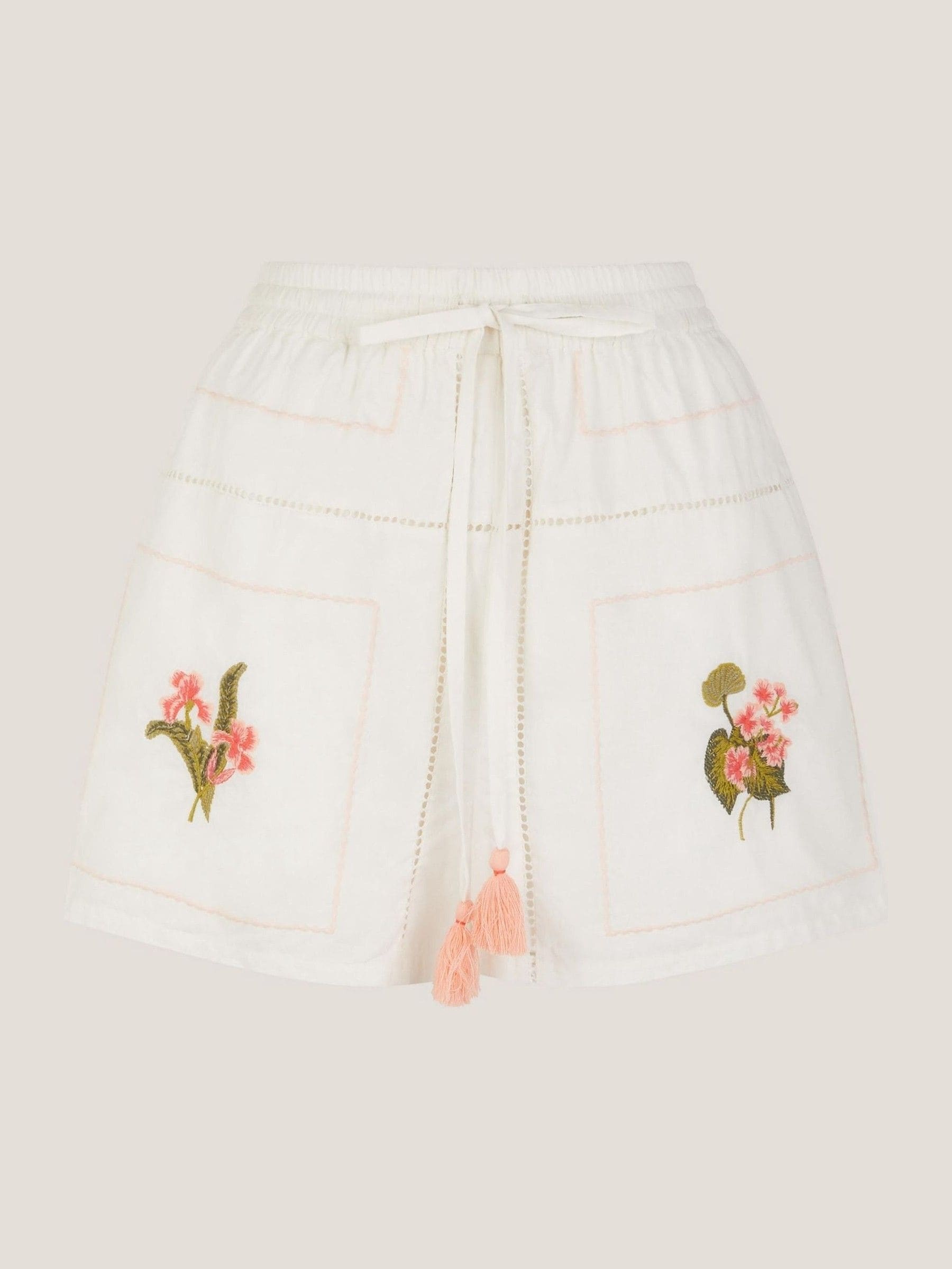 Monsoon Luna Floral Print Embroidered Shorts