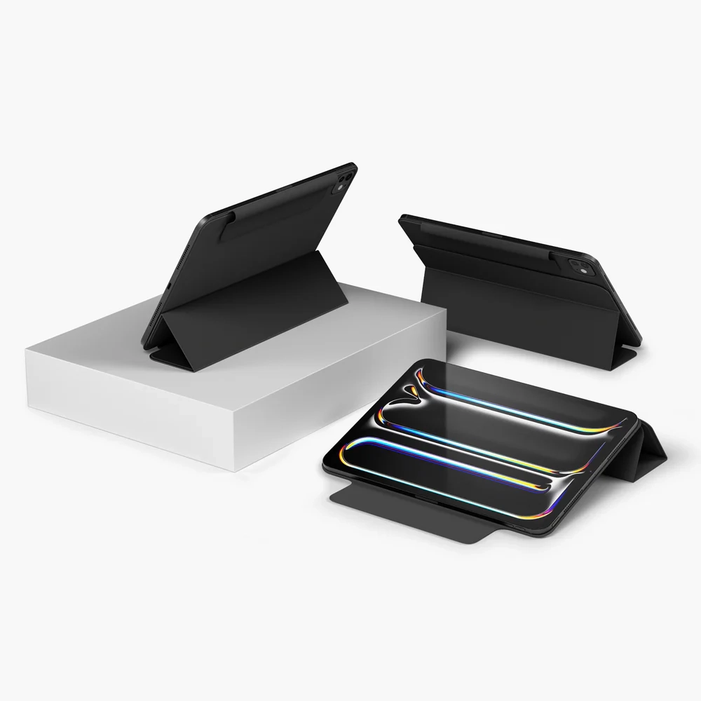 iPad Pro 13“ (2024) Smart Cover Foldable Folio Leder Tasche Schutzhülle Magnetcover (FFO00006) - Schwarz