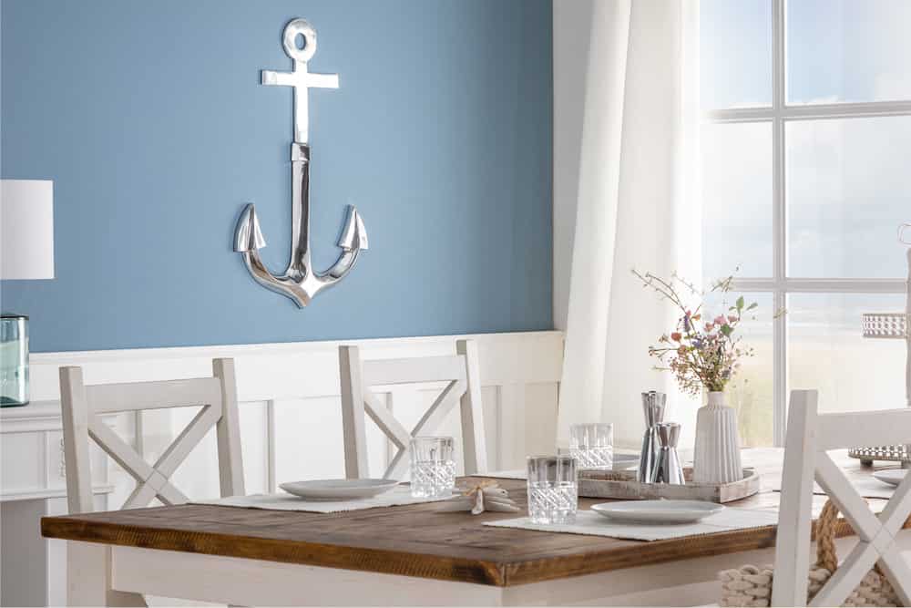 Maritime Wanddekoration SEVEN SEAS 70cm silber 3D Anker