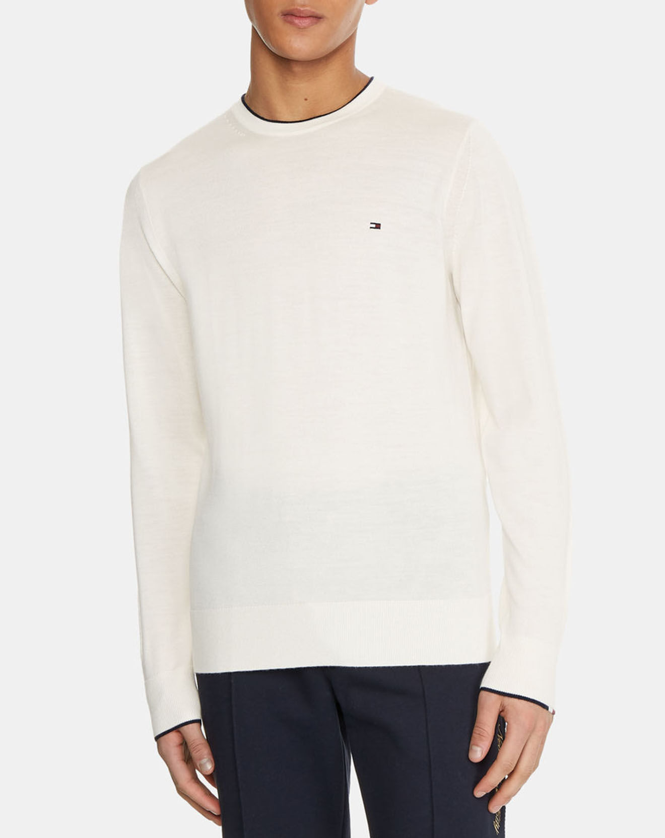 Tommy Hilfiger Pull 100% Laine Tipped beige clair