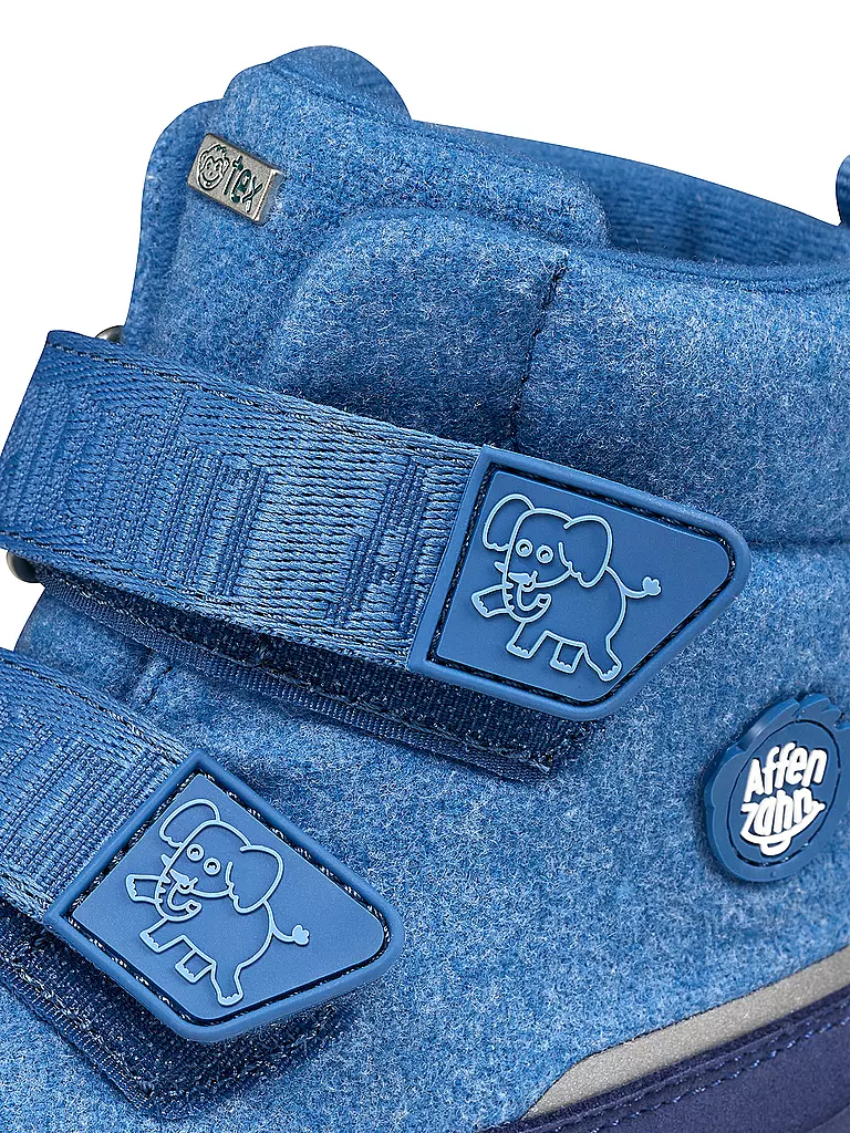 AFFENZAHN Kinder Winterstiefel WOLLE COMFY Elefant blau