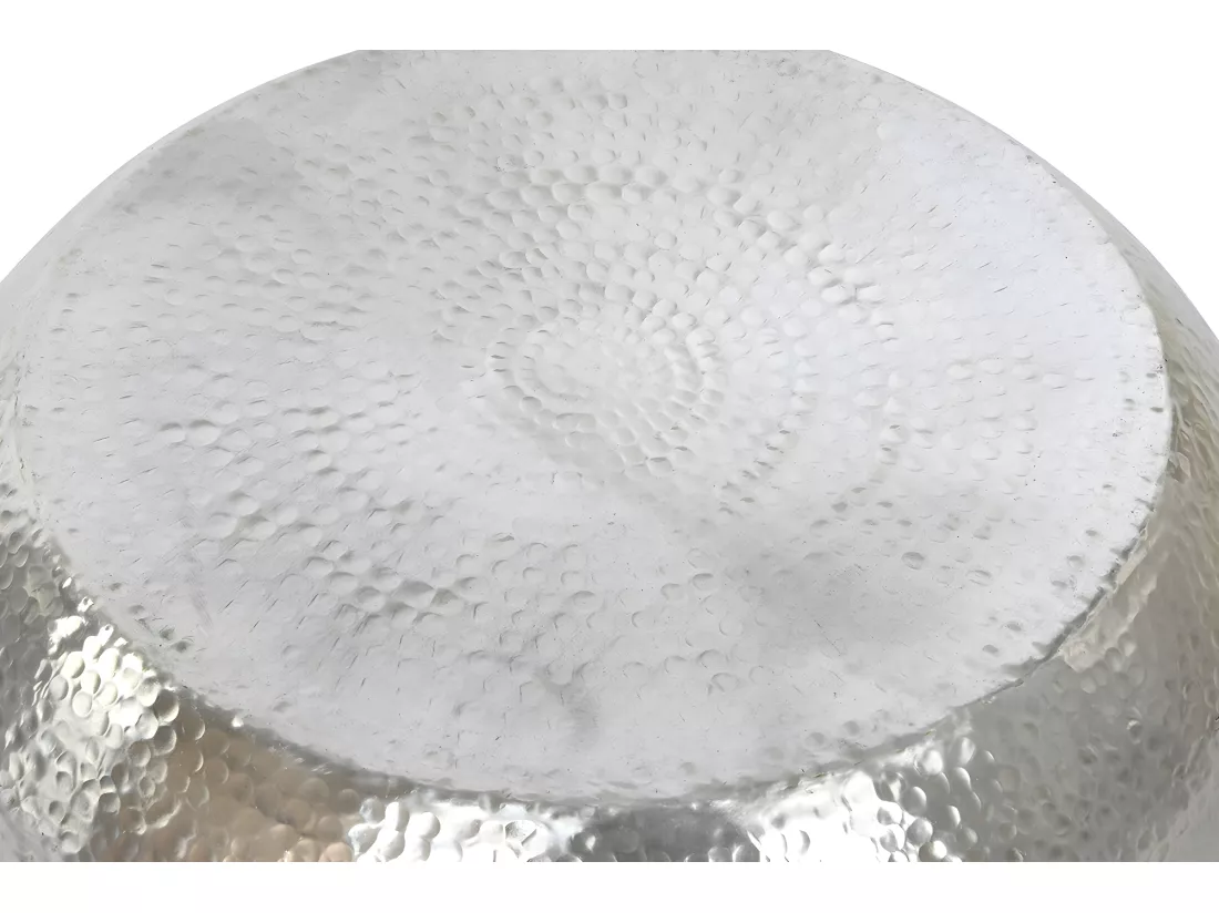 Table basse, table de salon ronde en aluminium coloris argenté - diamètre 60 x Hauteur 30 cm