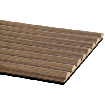 Lattenwand Decowall Acoustic Curve walnoot 260x30cm, 2 stuks (1.56m2)