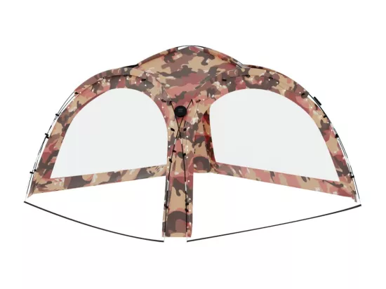 Tente de réception avec LED et 4 parois 3,6x3,6x2,3m Camouflage