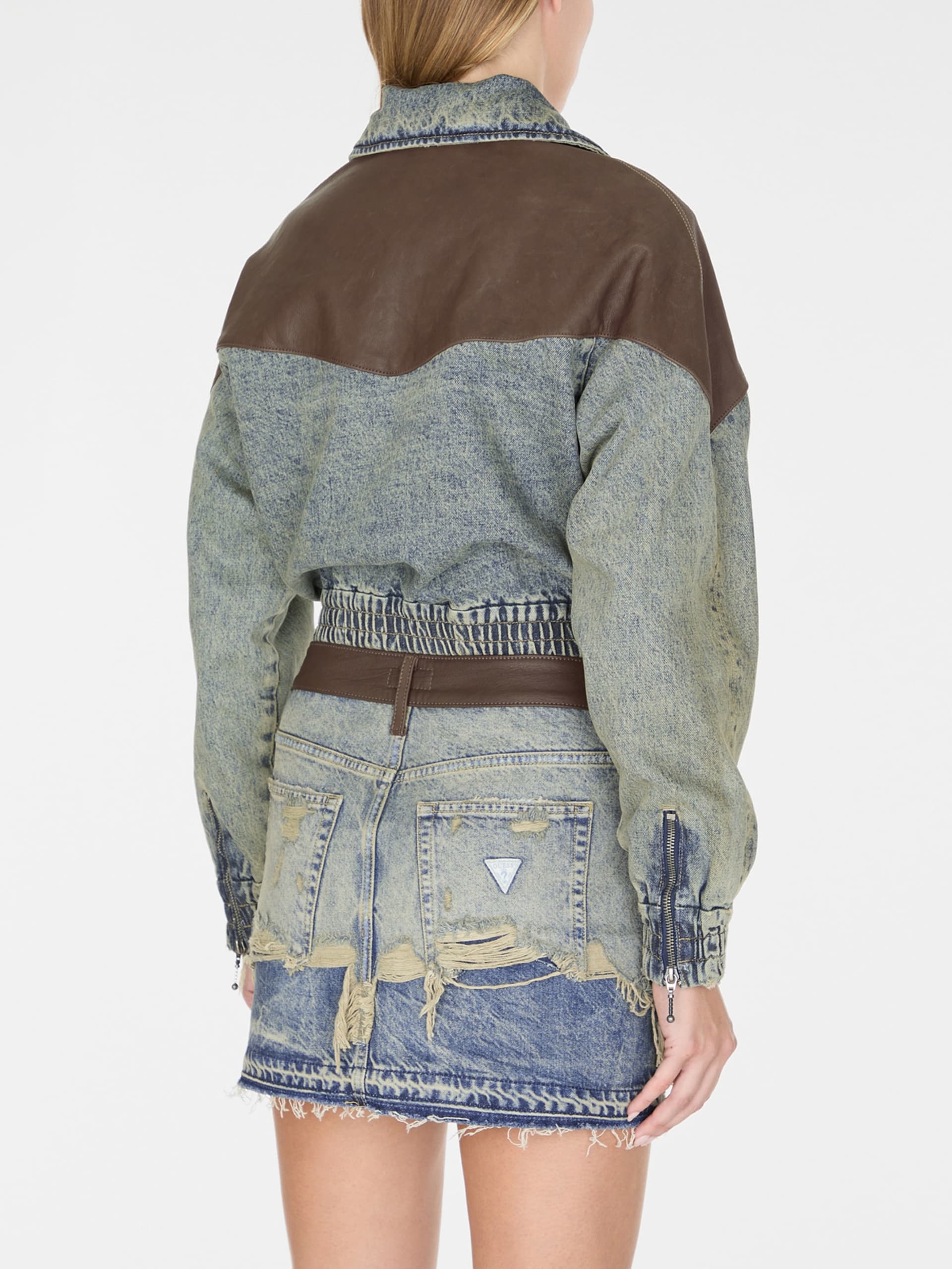 jaqueta jeans com zíper