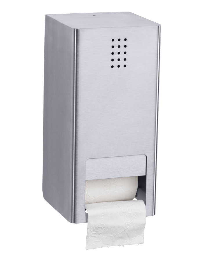 Proox One dubbele toiletrolhouder met klep verticaal RVS