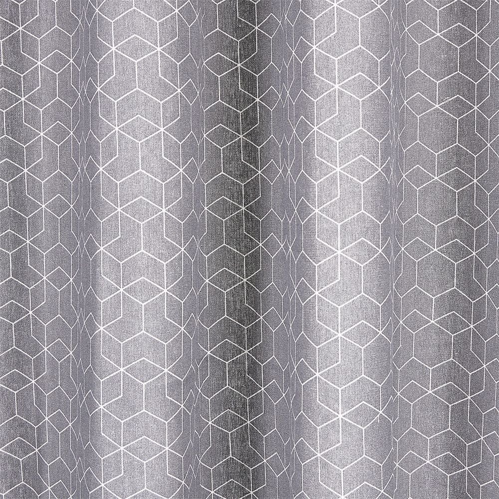 Rideau polycoton 140x240cm imprimé géométrique gris