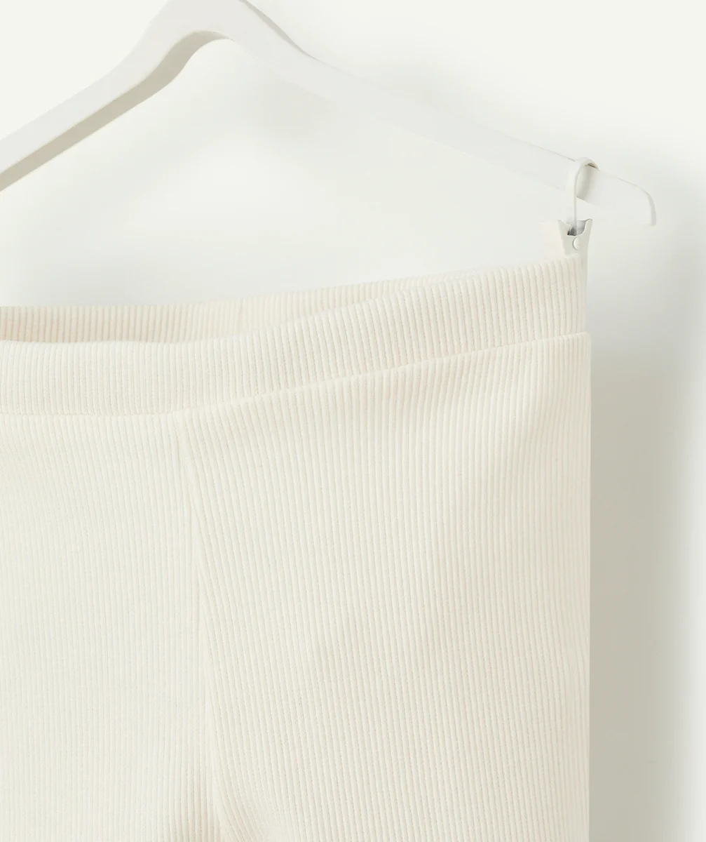 LEGGING BÉBÉ FILLE CÔTELÉ EN COTON BIOLOGIQUE BLANC