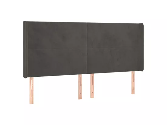 Sommier tapissier matelas et LED Gris foncé 160x200 cm Velours