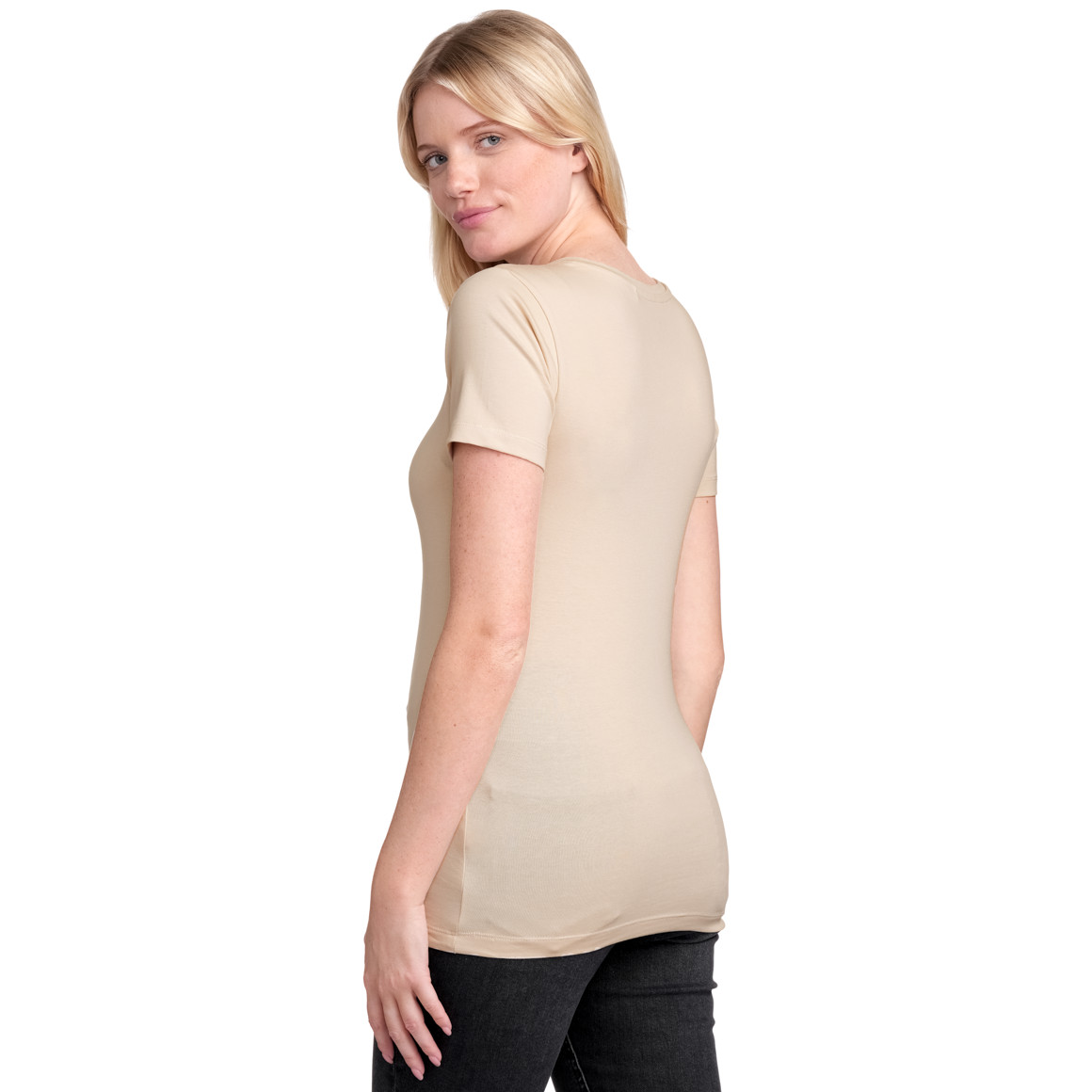 Gina Benotti Damen T-Shirt im Basic-Look beige