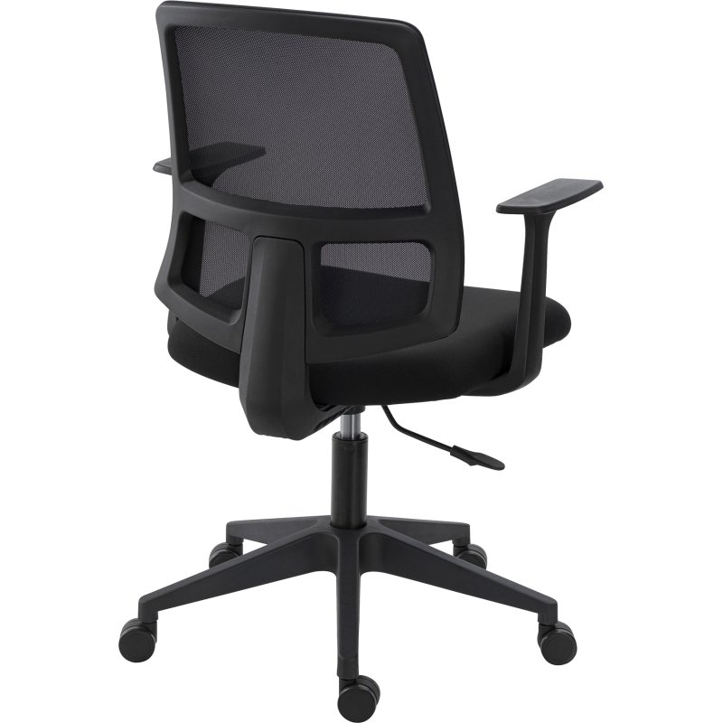 Chaise de bureau Douglas tissu et maille noir - dossier bas accoudoirs - mécanisme Haut/bas - pieds noir
