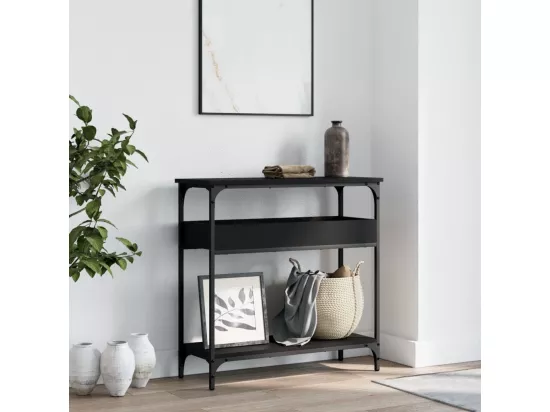 Table console avec étagère noir 75x29x75 cm bois d'ingénierie