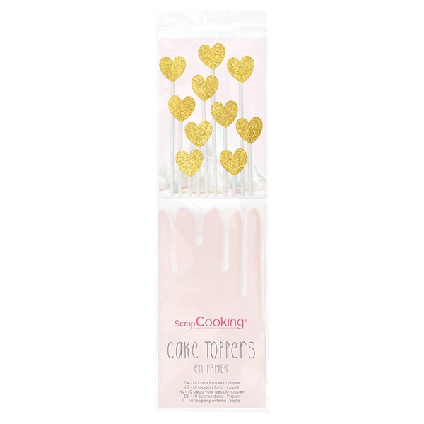 Cake toppers cœurs dorés Scrapcooking