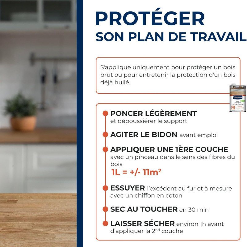 Huile protectrice plan de travail bois huilé - incolore - 500 mL