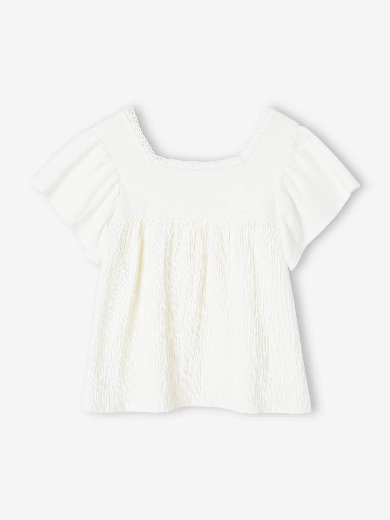 Blusa bicolor para meninas, cor off-white