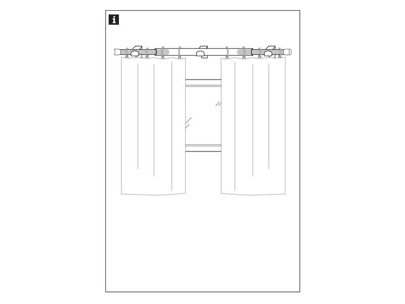 Gardinia Vorhangstange Set Cap 120 - 190 cm 1-Lauf beidseitig ausziehbar