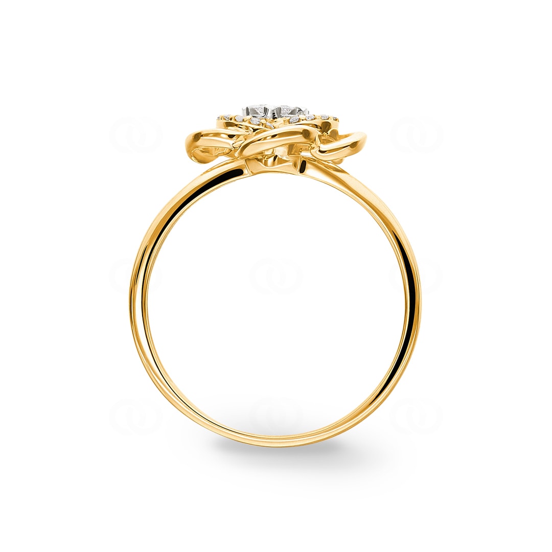 Ring 750/18 K Gelbgold Blume mit Diamanten 0.14 ct H/si