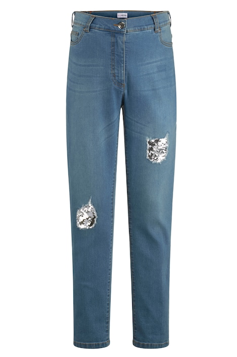 Jeans, Slim Fit, destroyed mit Pailletten, 5-Pocket
