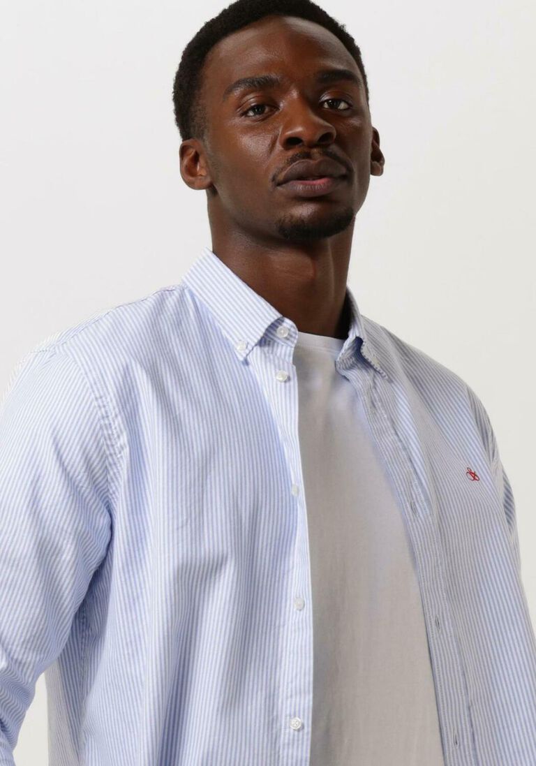 SCOTCH & SODA blauwe scotch & soda casual overhemd essential oxford stripe shirt