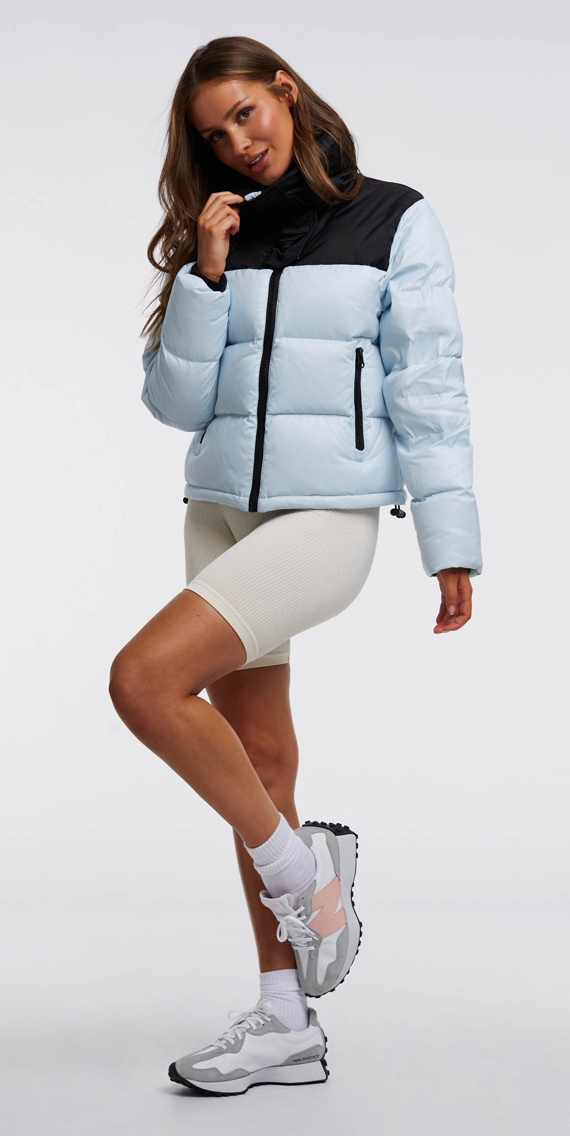 Diamond Down Alps Slip Crop Jacket Dame Powder Blue/Black