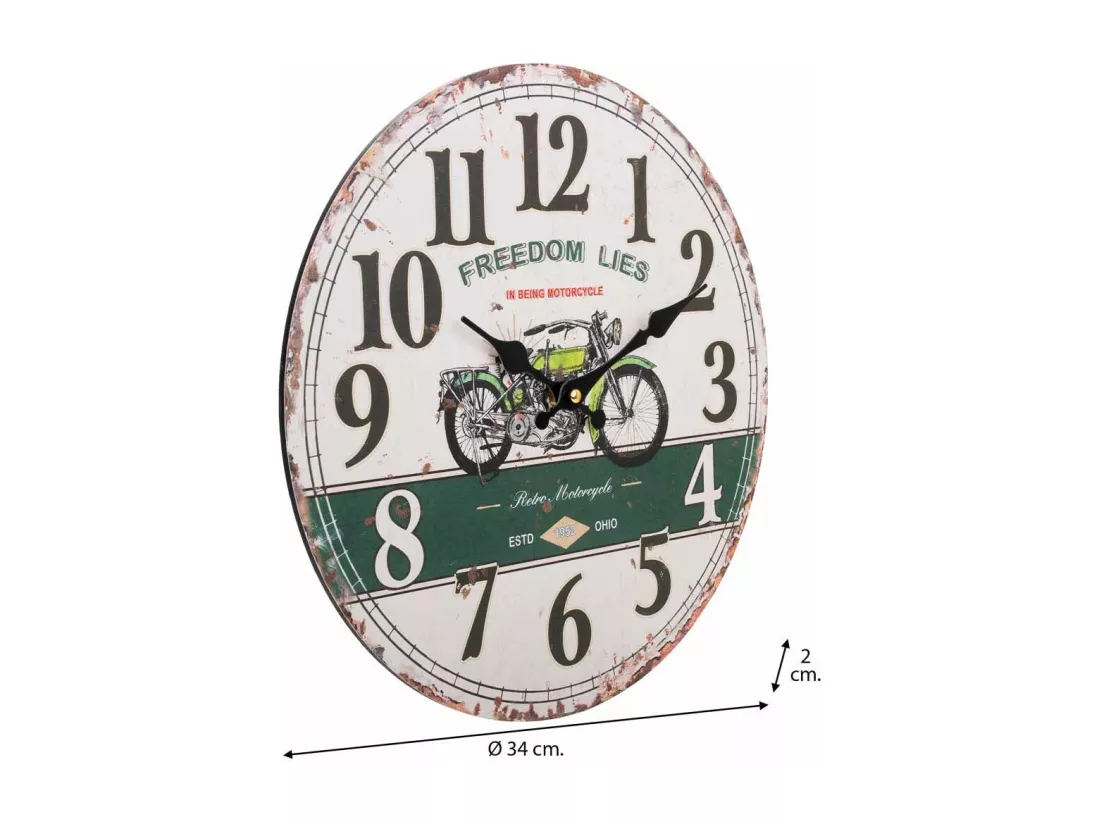 Horloge murale en bois blanc d34x2h