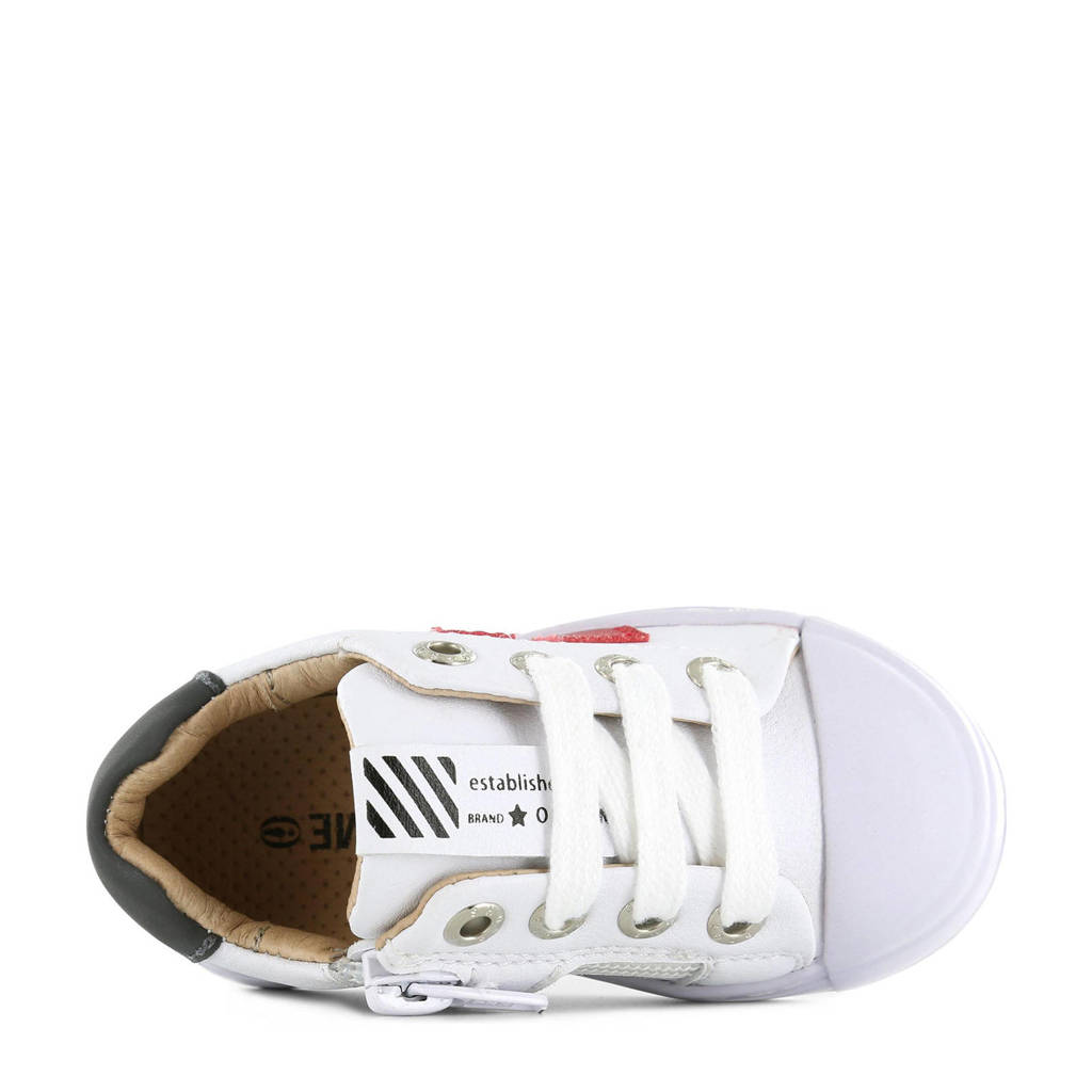 Shoesme leren sneakers wit/rood