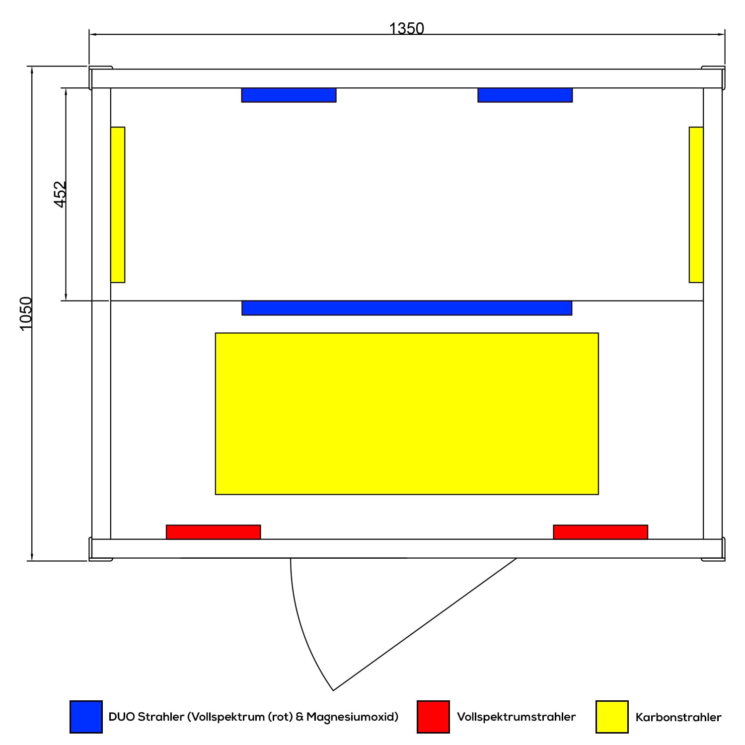 Dewello® Infrarotkabine Infrarotsauna PIERSON PRO 135cm x 105cm Hemlock-Zeder inkl. DUO Strahler, Vollspektrumstrahler, Bodenstrahler