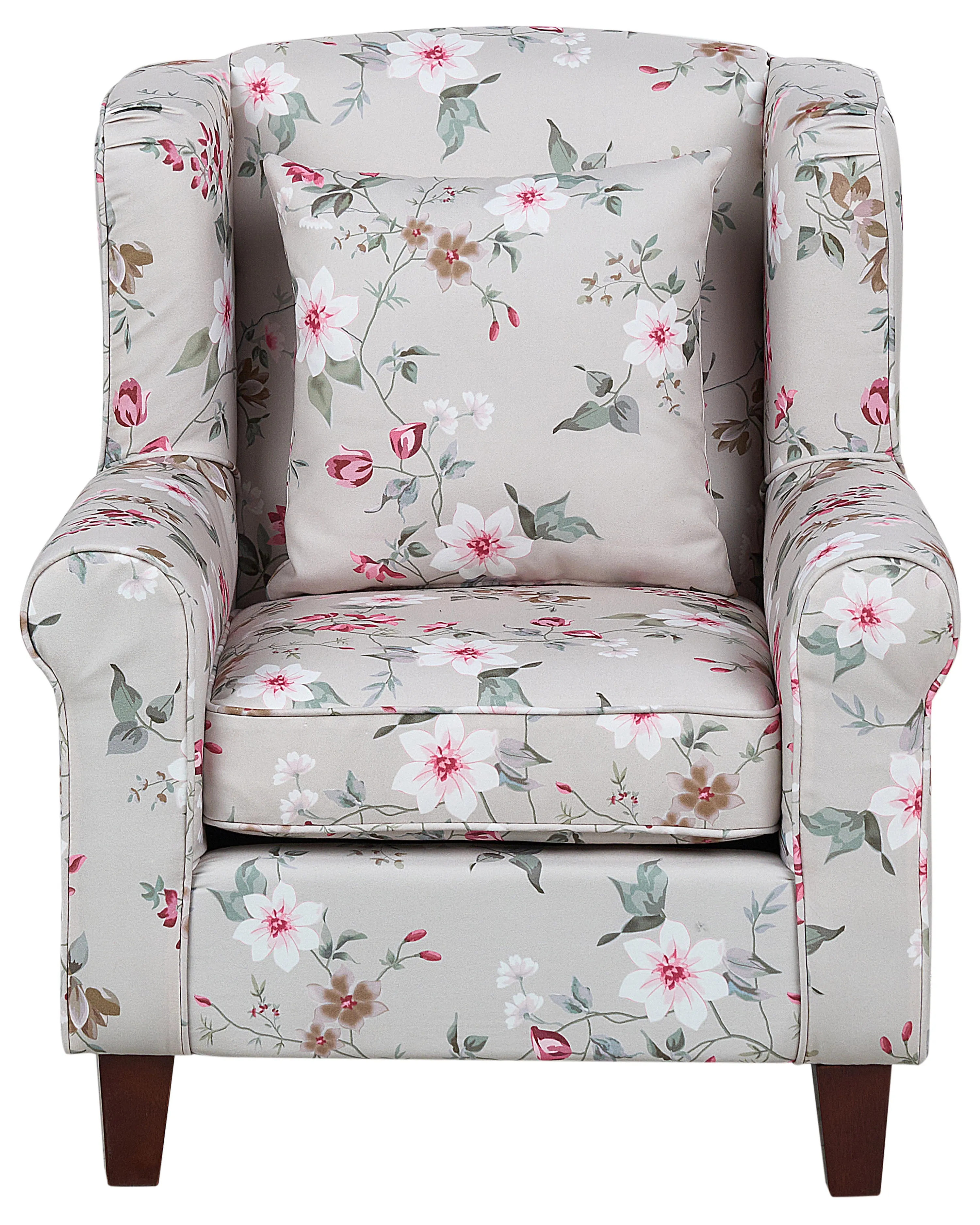 Oorfauteuil HAMAR met voetenbank Stof Lichtgrijs