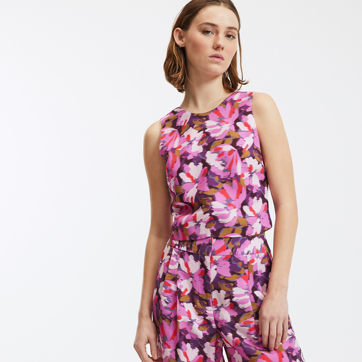 COLEÇÕES LA REDOUTE<br>Blusa sem mangas com amarração nas costas em estampa floral