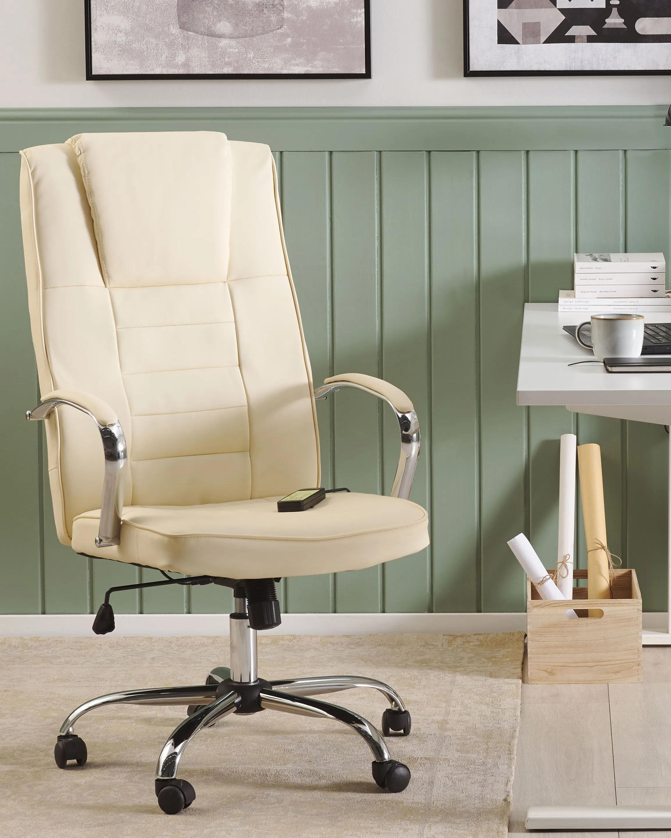 Massagestoel met verwarming GRANDEUR Kunstleer Beige