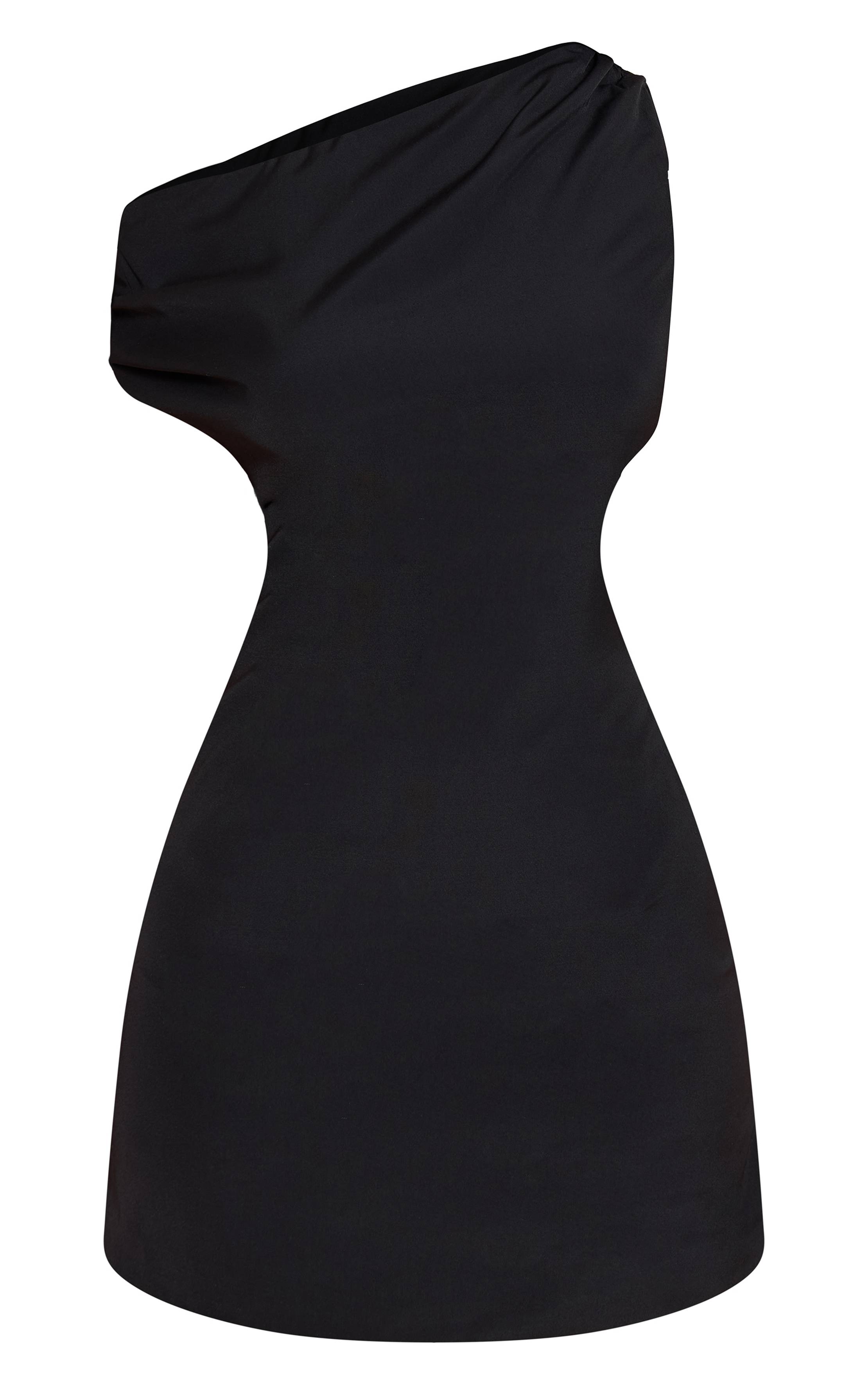 Noir Robe Drapée Froncée Petite Taille