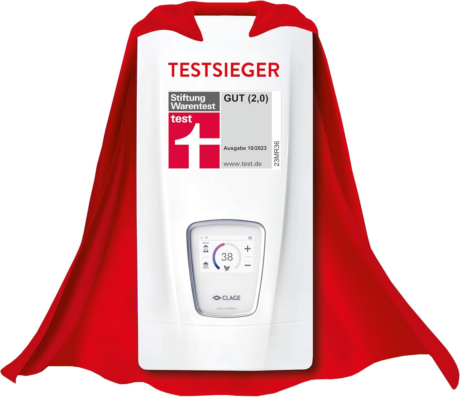 CLAGE DSX Touch vollelektronischer Hightech Durchlauferhitzer, 18-27kW, Touchdisplay, ECO-Mode, Fernbedienung+WLAN+Bluetooth, Automatikmodus, immer gradgenau 20-60°C, VDE-GS geprüft
