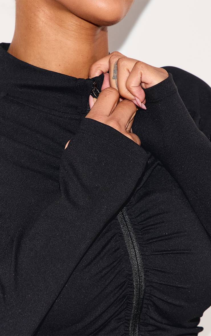 Noir Veste De Sport Zippée Froncée Active Shape