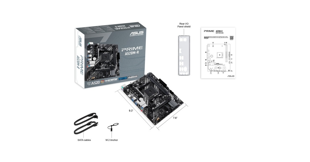 ASUSPRIME A520M-R socket AM4 moederbord  (RAID, Gb-LAN, Sound, µATX)