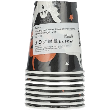 Halloween papkrus 8-pak 250 ml - sort