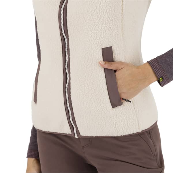 Veste polaire randonnée KARPOS MOIAZZA RETRO HOODIE W VEST OAT/HUCKLEBERRY