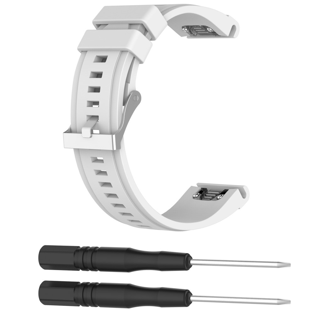 Garmin Fenix 6X / 6X Pro / 5X / 5X Plus / 3 / 3 HR / 3 Sapphire QuickFit Ersatz Silikon Sport Armband - Weiss